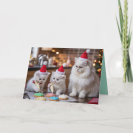 White Persian Christmas Cookies Card Karte