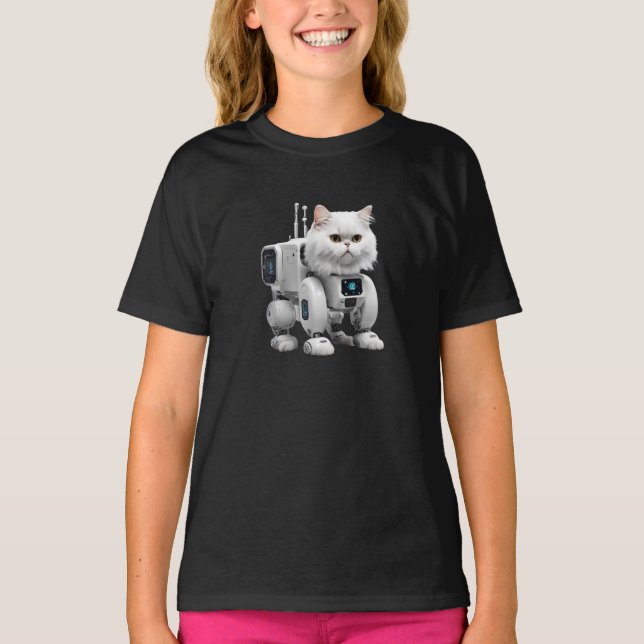 White Persian Robot T-Shirt (Vorderseite)