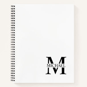White Personalisiert Elegante Monogram und Name Notizbuch
