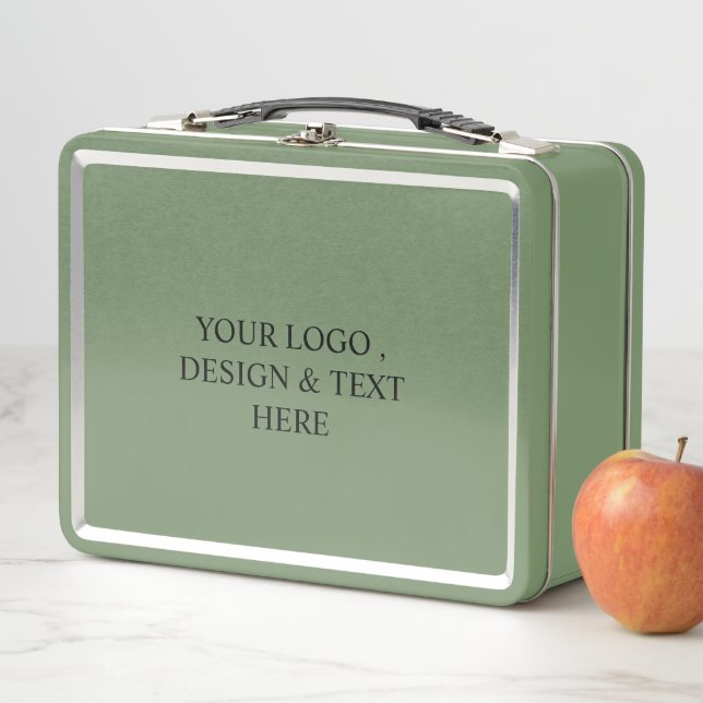 White Personalized – Your Logo & Text Here Metall Brotdose (Beispiel)