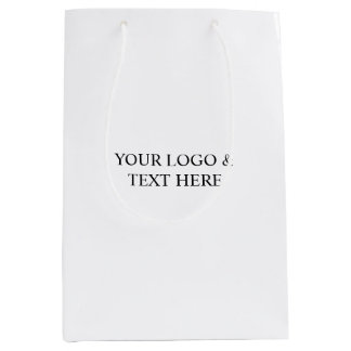 White Personalized – Your Logo & Text Here Mittlere Geschenktüte