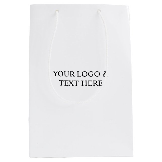 White Personalized – Your Logo & Text Here Mittlere Geschenktüte (Vorderseite)