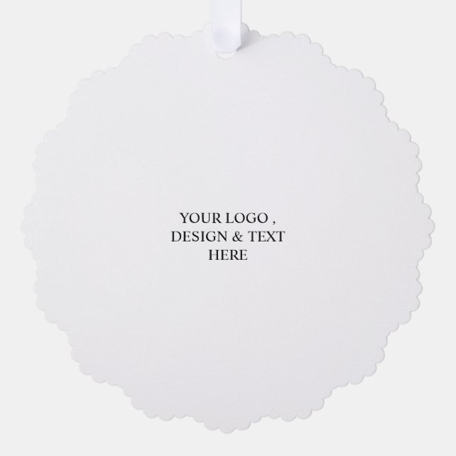 White Personalized – Your Logo & Text Here Ornament Karte (Vorderseite)
