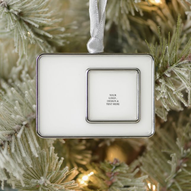 White Personalized – Your Logo & Text Here Rahmen-Ornament Silber (Baum)