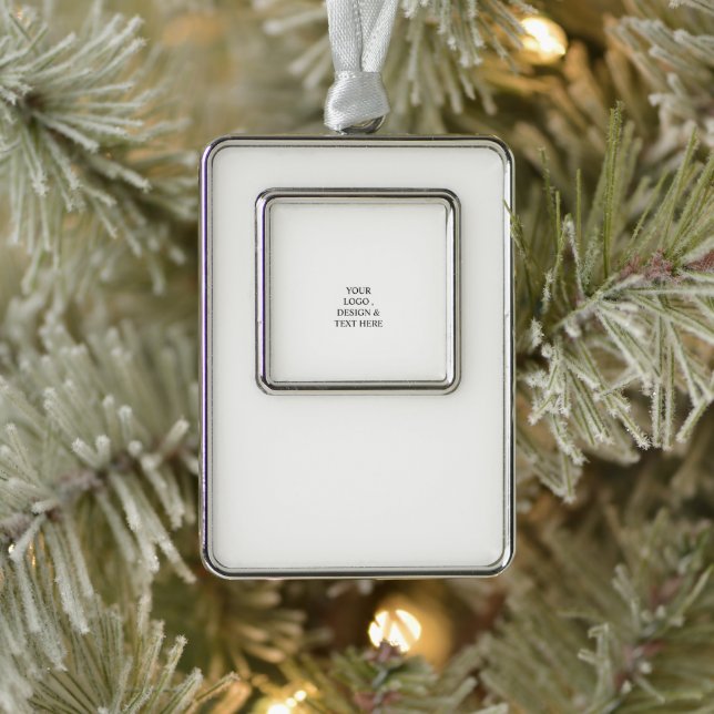 White Personalized – Your Logo & Text Here Rahmen-Ornament Silber (Baum)