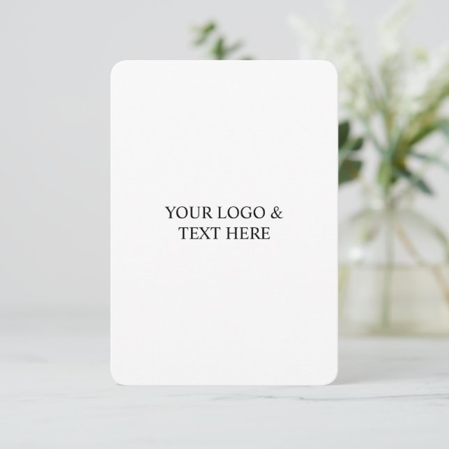 White Personalized – Your Logo & Text Here RSVP Karte (Stehend Vorderseite)