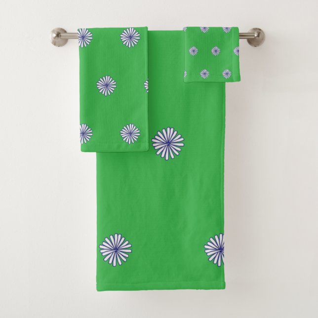 White Petals Green Gift Wohngestaltung Badhandtuch Set (Insitu)