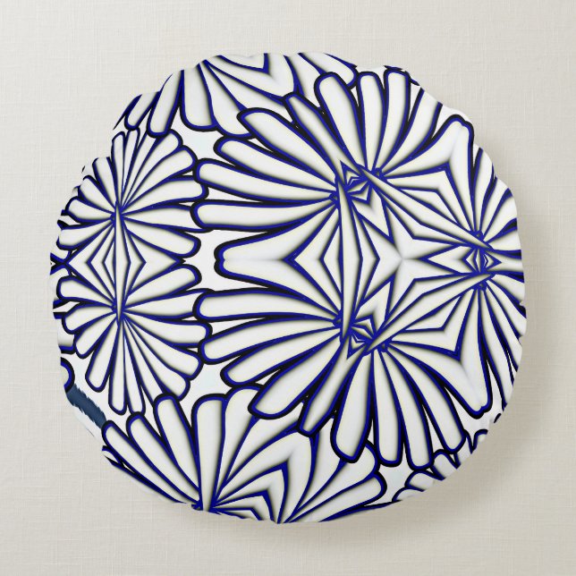 White Petals Wiederholung der Wohngestaltung Rundes Kissen (Vorderseite)