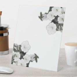White Petunia Pedestal Sign Sockelschild