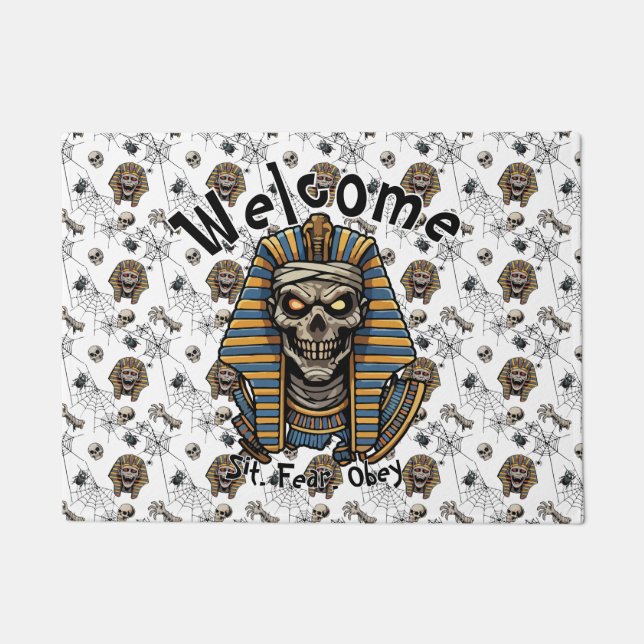 🤍 White Pharaoh Mummy Doormat 🎃 👑 Fußmatte (Vorderseite)