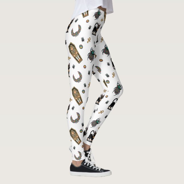 🤍 White Pharaoh Mummy Halloween T-Shirt 🎃 👑 Leggings (Rechts)