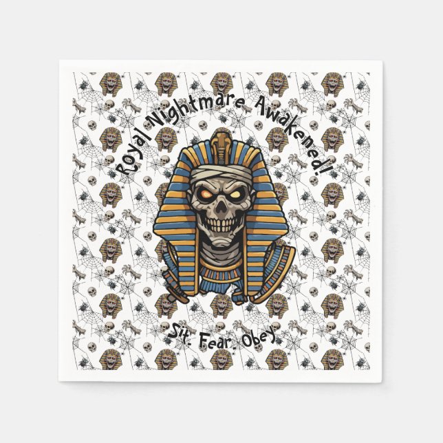🤍 White Pharaoh Mummy Napkins 🎃 👑 Serviette (Vorderseite)