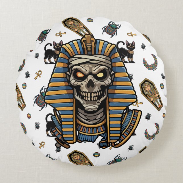 🤍 White Pharaoh Mummy Throw Kissen 🎃 👑 (Vorderseite)