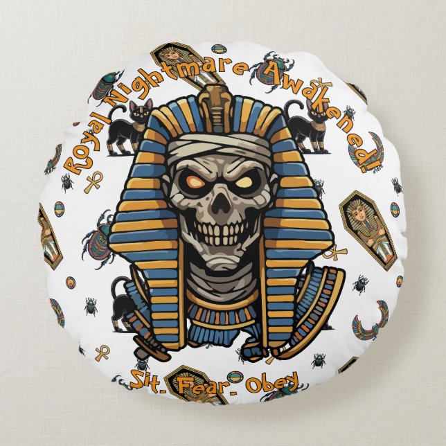🤍 White Pharaoh Mummy Throw Kissen 🎃 👑 (Vorderseite)