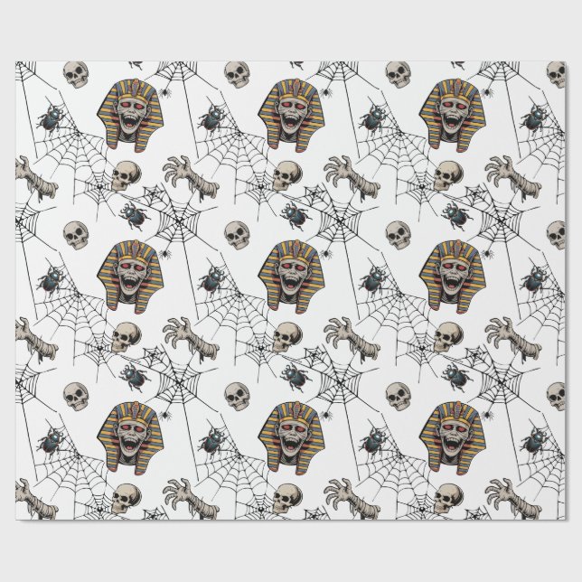 🤍 White Pharaoh Mummy Tissue Paper 🎃 👑 Geschenkpapier (Flach)