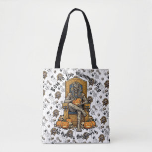 🤍 White Pharaoh Mummy Tote Bag 👑 🎃