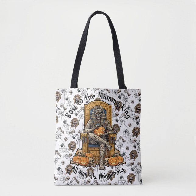 🤍 White Pharaoh Mummy Tote Bag 👑 🎃 (Vorderseite)