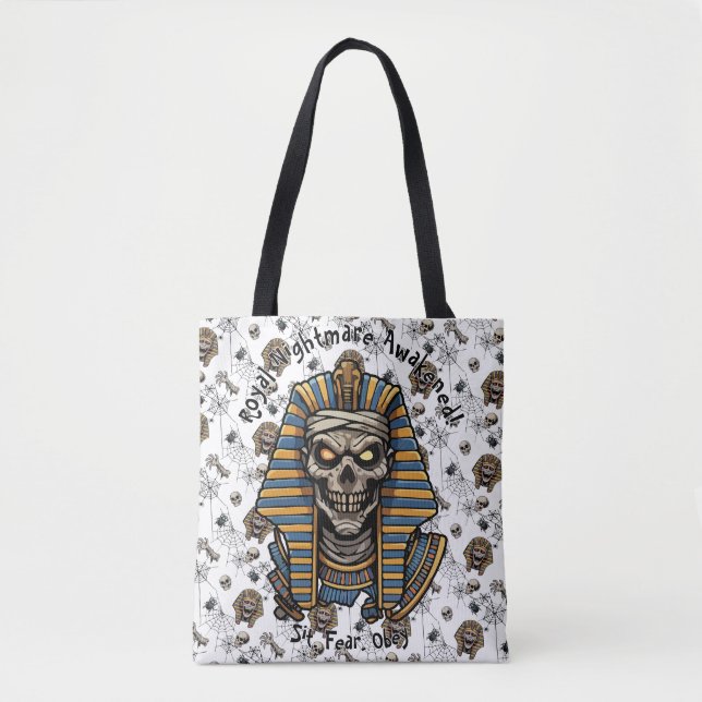 🤍 White Pharaoh Mummy Tote Bag 👑 🎃 (Vorderseite)