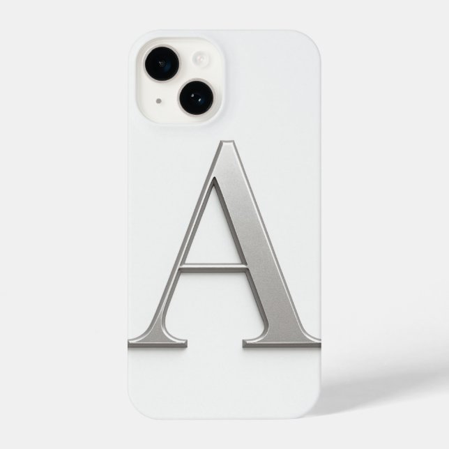 White Phone Case with Silver Letter Trendy iPhone Hülle (Rückseite)