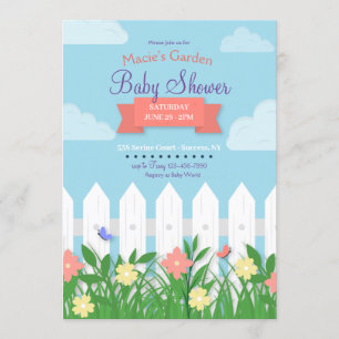 White Picket Fence Garden Baby Dusche Einladung