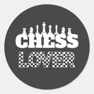 White Pieces Lover Board Muster von Schach Word Runder Aufkleber