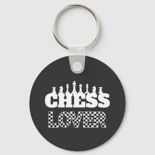 White Pieces Lover Board Muster von Schach Word Schlüsselanhänger
