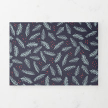 White Pine Boughers Feathers Holly Berries Weihnac