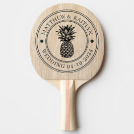 White Pine Pineapple Wedding Crest & Names Tischtennis Schläger