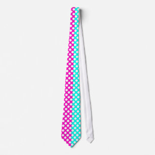 White, Pink and Blue Polka Dot Krawatte