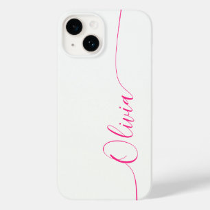 White Pink Elegant Calligraphy Script Name Case-Mate iPhone 14 Hülle
