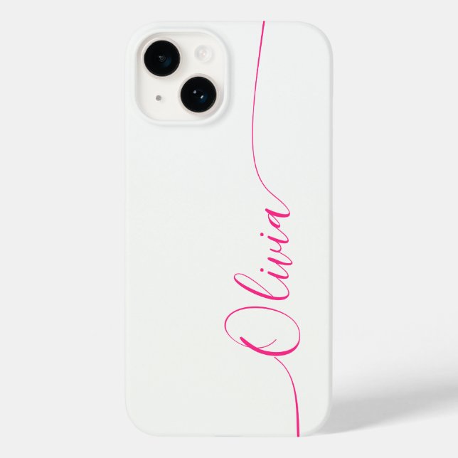 White Pink Elegant Calligraphy Script Name Case-Mate iPhone Hülle (Rückseite)