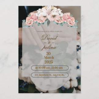 White Pink Flower Decoration Wedding Invitation Einladung
