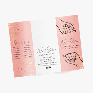 White & Pink Gold Speck Nail Salon Broschüre