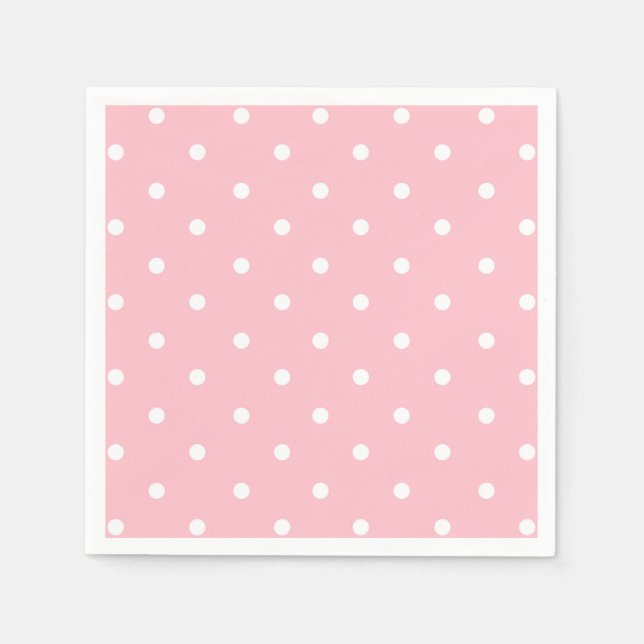 White Pink Polka Dot Serviette (Vorderseite)