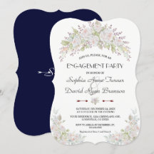 White Pink Roses Navy Engagement Party