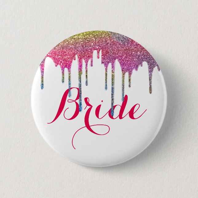 White Pink Script Wedding Bride Button (Vorderseite)