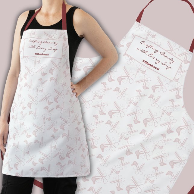 White & Pink #ShopLokaler Friseursalon Schürze (White & Pink #ShopLocal Hair Salon Apron)