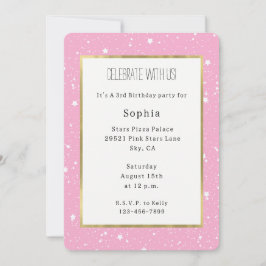White Pink Sky of Stars Birthday Einladung