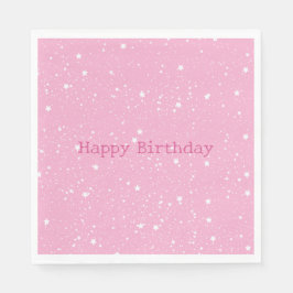 White Pink Sky of Stars Birthday Serviette