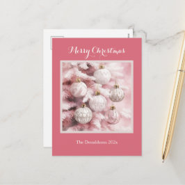 White Pink Vintage Ornaments Christmas Postcard Feiertagspostkarte