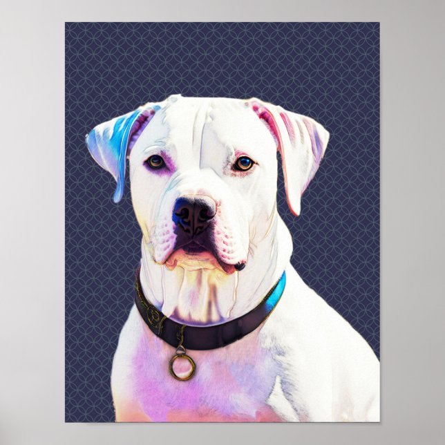 White Pit Bull Dog Graphic Art Poster (Vorne)