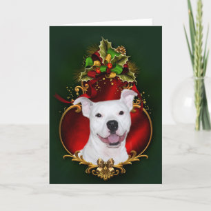 White Pitbull Christmas Feiertagskarte
