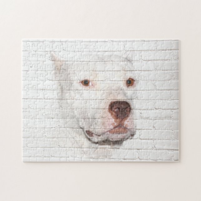 White Pitbull Terrier Puzzle (Horizontal)