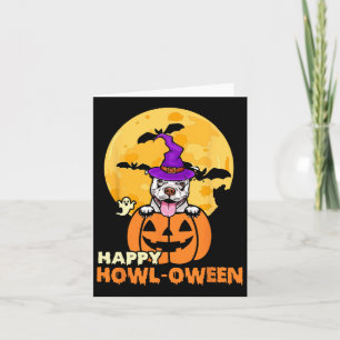 White Pitbull Witch Hund viel Glück Halloween Kost Karte
