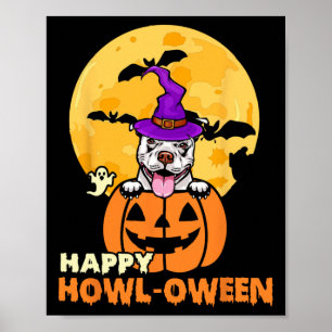 White Pitbull Witch Hund viel Glück Halloween Kost Poster