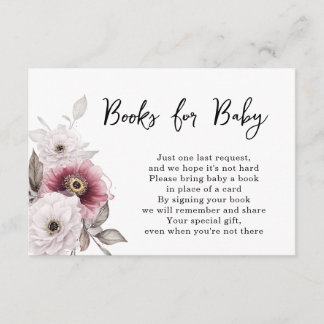 White Plum Floral Books for Baby Shower  Begleitkarte
