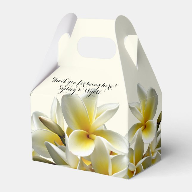 White Plumeria Blume Hochzeitsempfang Box Geschenkschachtel (Vorderseite)
