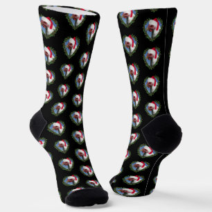 White Plymouth Rock Chicken Wreath Weihnachten Socken