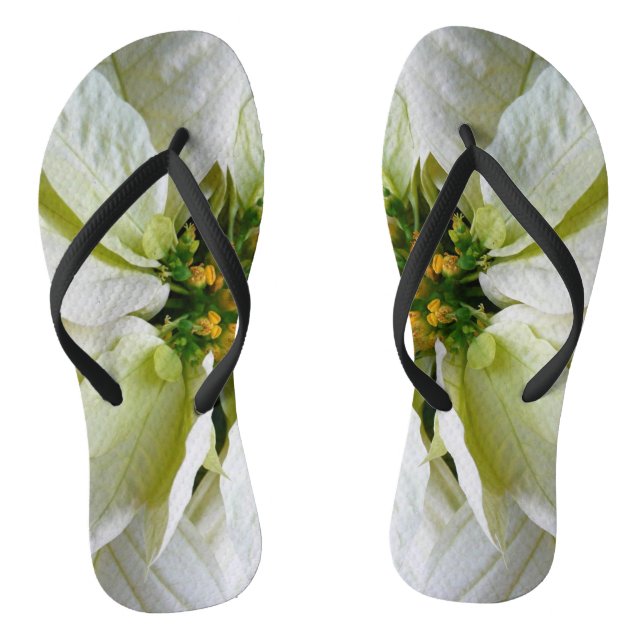 White Poinsettia Elegante Weihnachtsfeiertage Flip Flops (Fußbett)