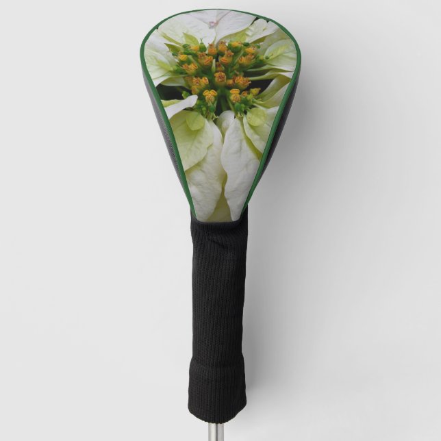 White Poinsettia Elegante Weihnachtsfeiertage Golf Headcover (Vorderseite)